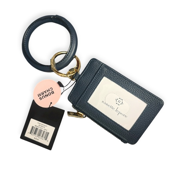 Nanette Lepore Dark Blue Card Holder with Keychain - Picture 3 of 5